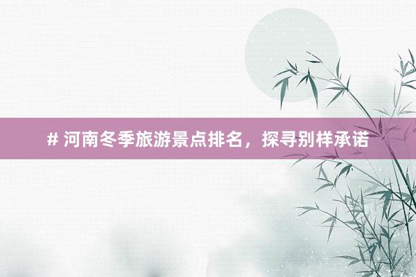 # 河南冬季旅游景点排名，探寻别样承诺